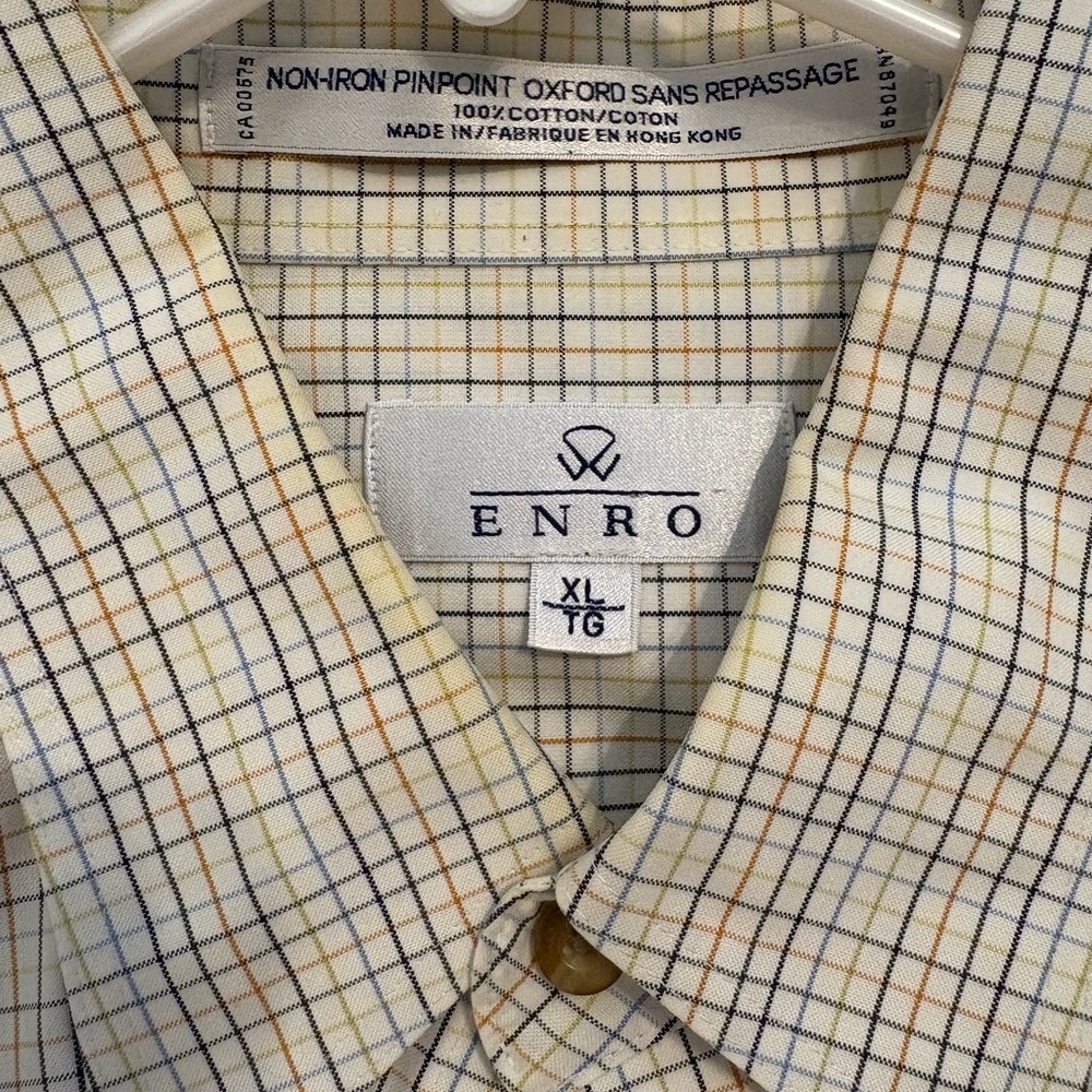 Men's Checkered Shirt - Cream and Blue